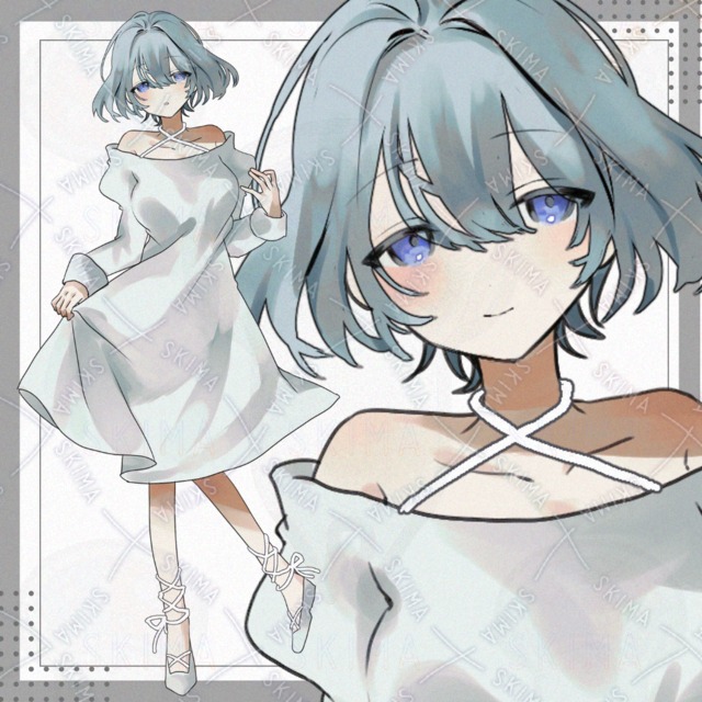 白いワンピースの女の子【表情差分7種】