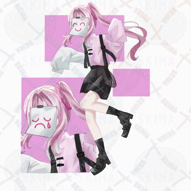 顔を隠している女性キャラ