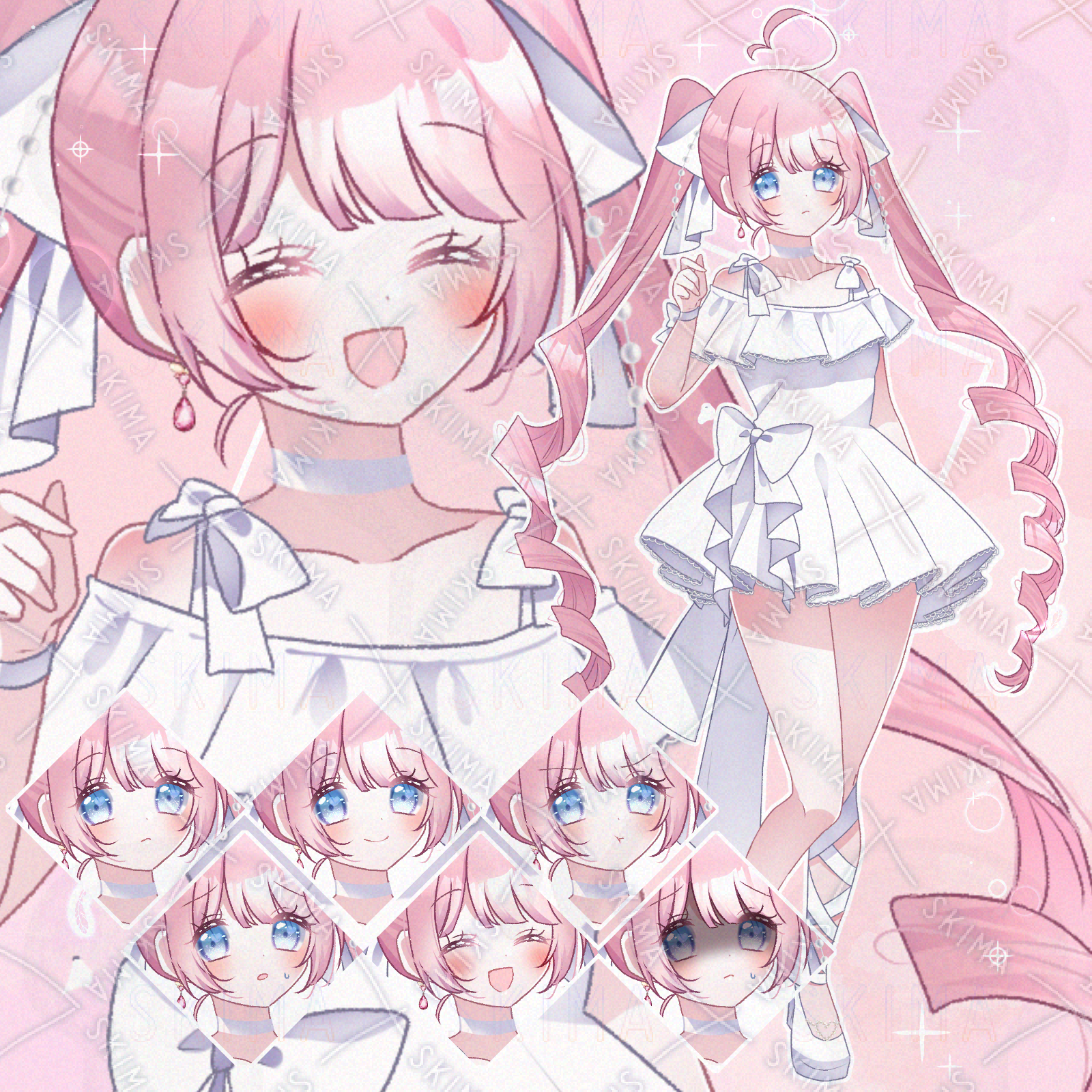 ゆるふわピンクツインテールの女の子立ち絵販売します ピンクツインテールの女の子 | SKIMA（スキマ）