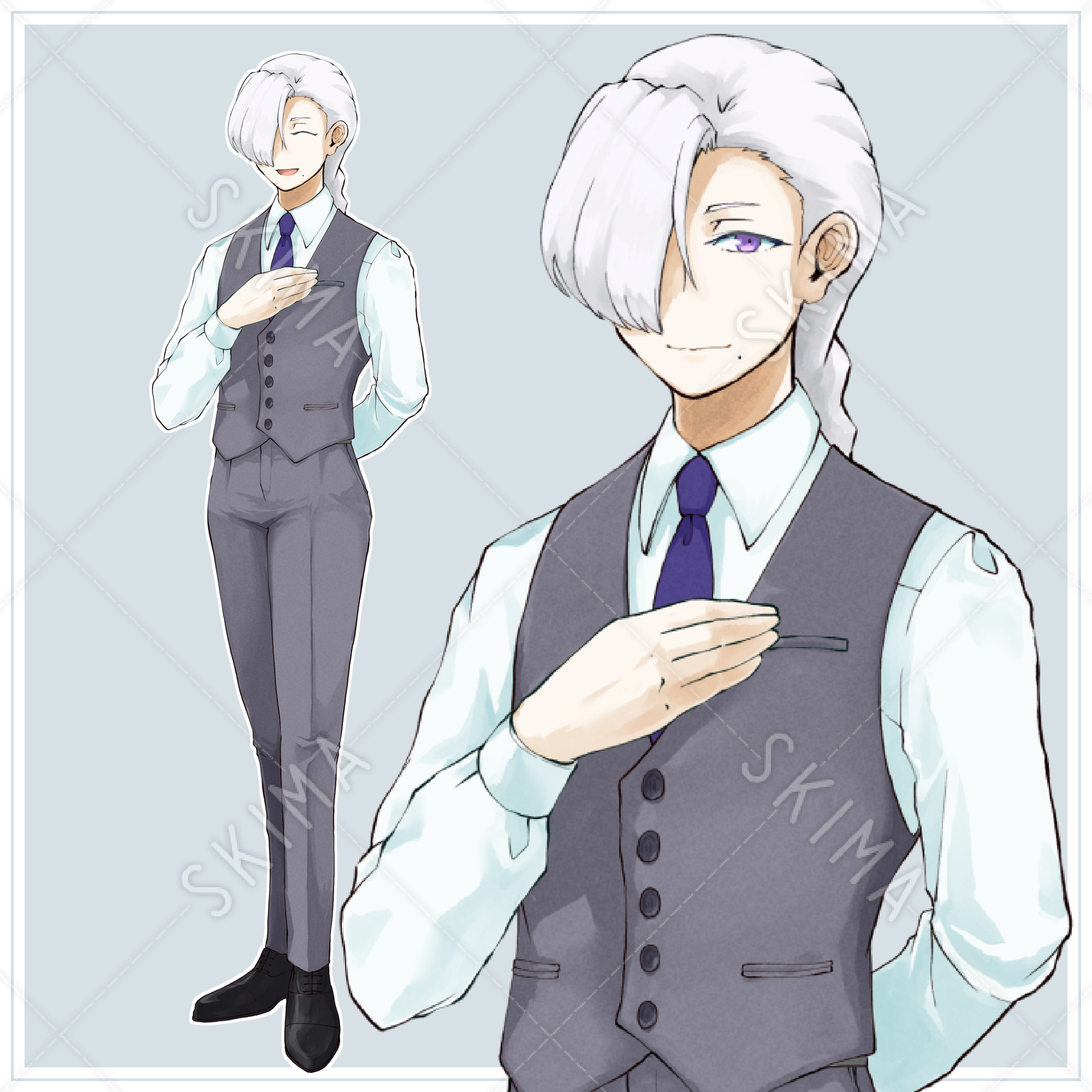 白髪紫目の男性 スキマ スキルのオーダーメイドマーケット Skima