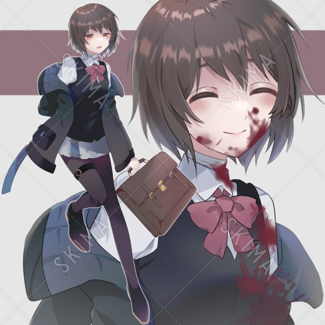 ケースを持った戦闘員のような女子 表情差分5種 ケース 原寸アイコン付き スキマ スキルのオーダーメイドマーケット Skima