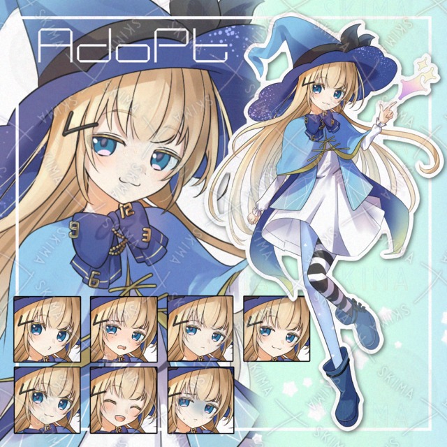 【表情7種、光属性魔法差分】アリスモチーフの魔女っこ