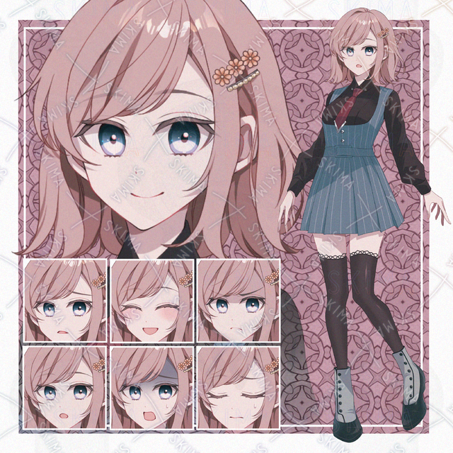 【表情７種】ピンク髪の女の子