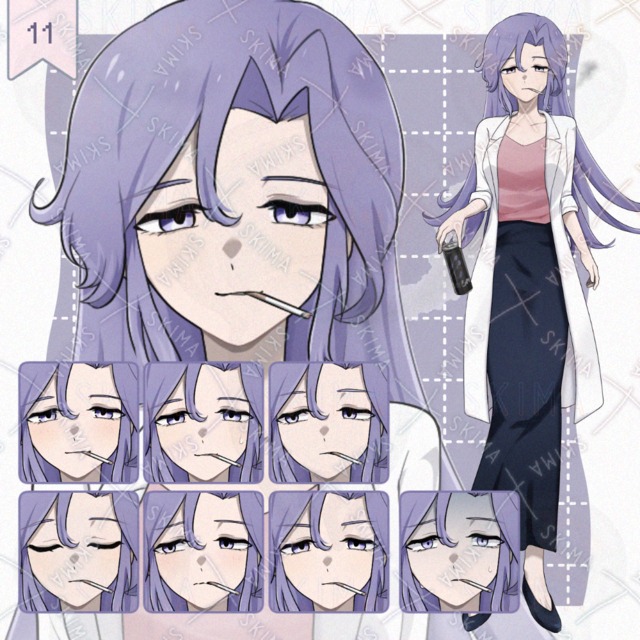 adopt. 白衣の女性キャラクター【表情9種】