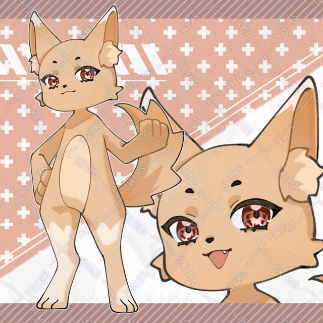 adopt.85 オレンジ毛並みのケモノキャラ【表情全4種】