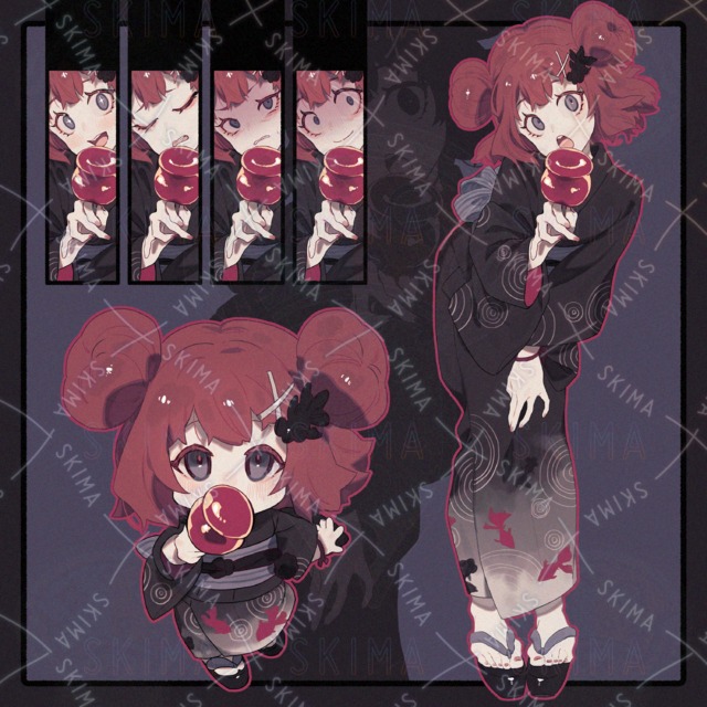【立ち絵】りんご飴と浴衣【TRPG】【デフォルメ】