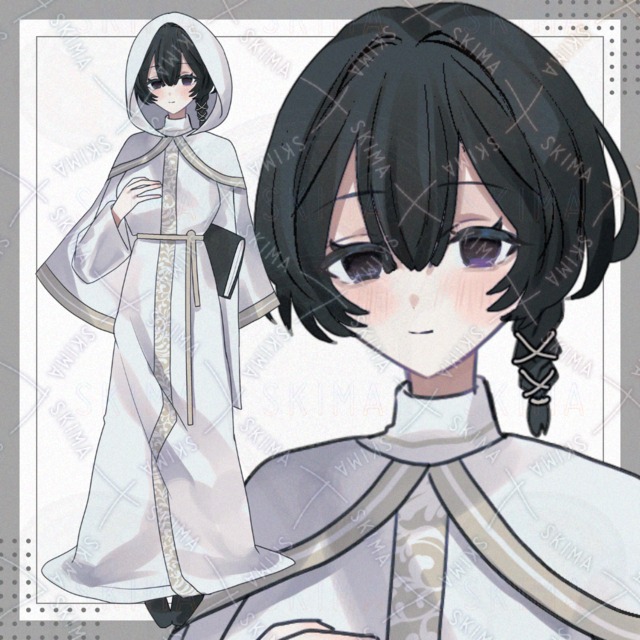 ローブを着た女性【表情差分7種+フード】