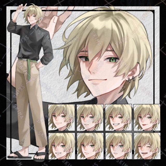 【Adopt】金髪ロン毛の青年【表情差分8種】