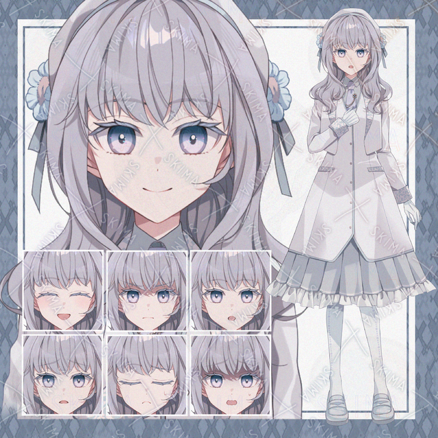 【表情７種】銀髪の女の子