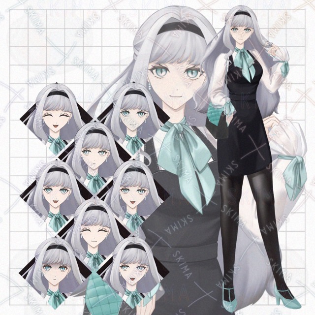 銀髪女性-表情10種