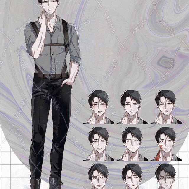 ハーネスをつけた短髪気だるげ男性【差分9種】