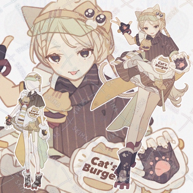 ハンバーガーショップの猫