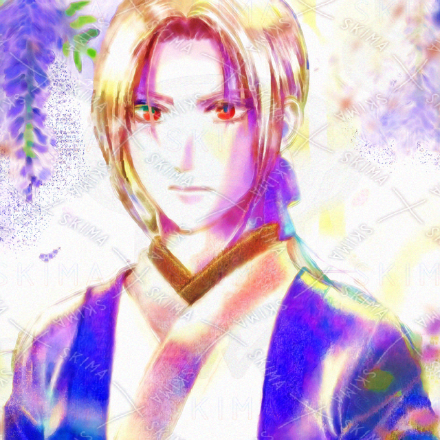 【商用利用OK！】アルビノ和装男子　藤の花
