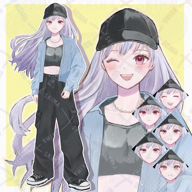 【表情７種】キャップを被った女の子