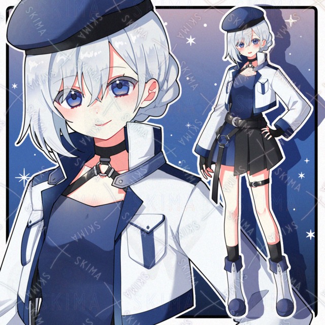 軍服風衣装の女の子(表情8種)