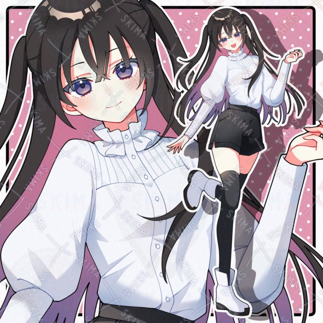 黒髪ハーフツインの女の子(表情8種)