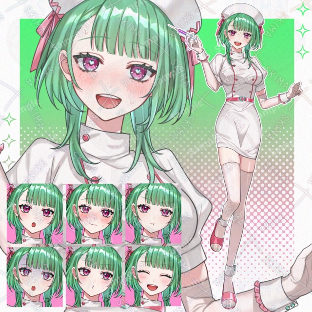 【表情8種】注射器を持ったナース風の女の子