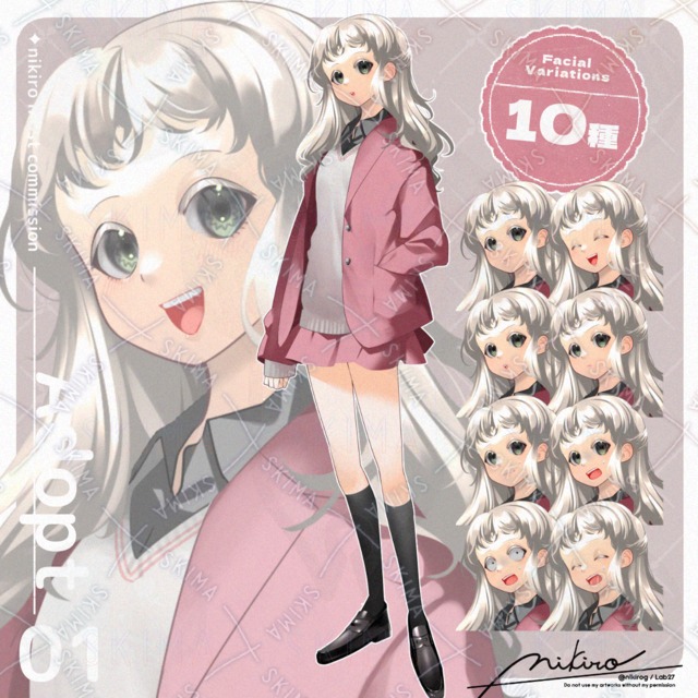 【Adopt】ピンクブレザーの女子高生｜差分10種