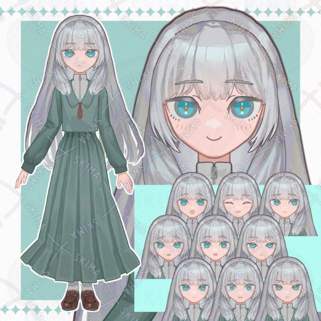 銀髪少女　表情10種