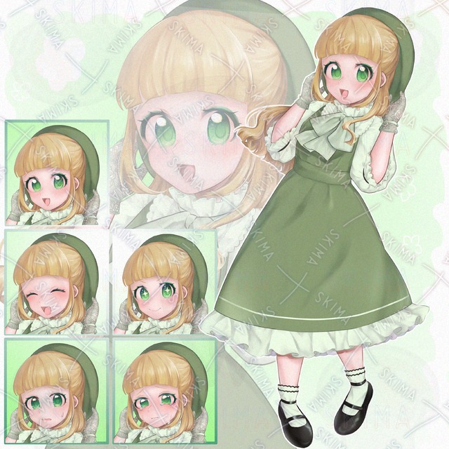 【表情５種+おまけ】ロリータ風の金髪少女キャラクター