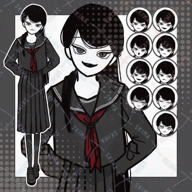 黒セーラーの女学生【表情差分9種類】