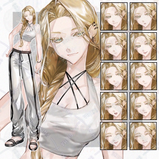 金髪タンクトップの女性【表情10種】