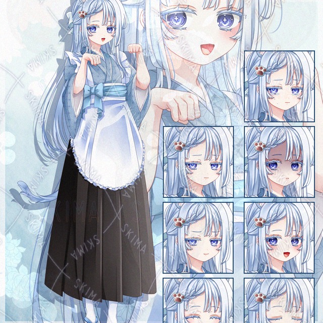 和メイド猫少女（表情８種＋耳・尾なし差分１枚）