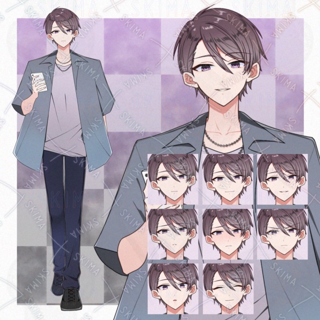 表情差分8枚　男性キャラ　立ち絵