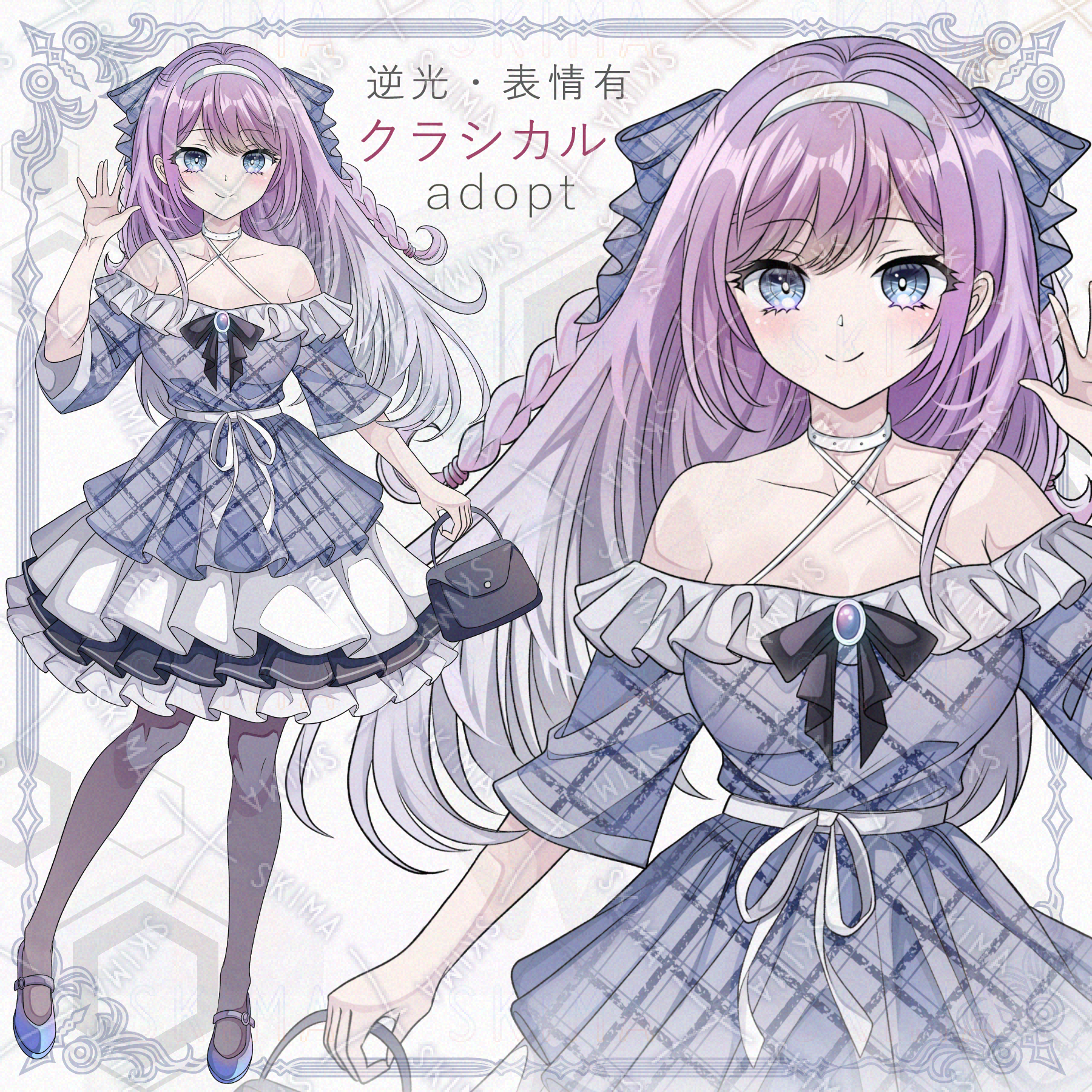 逆光＆表情差分6種】クラシカルファッションの少女【透過PNG