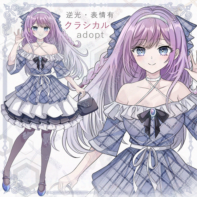 【逆光＆表情差分6種】クラシカルファッションの少女【透過PNG】