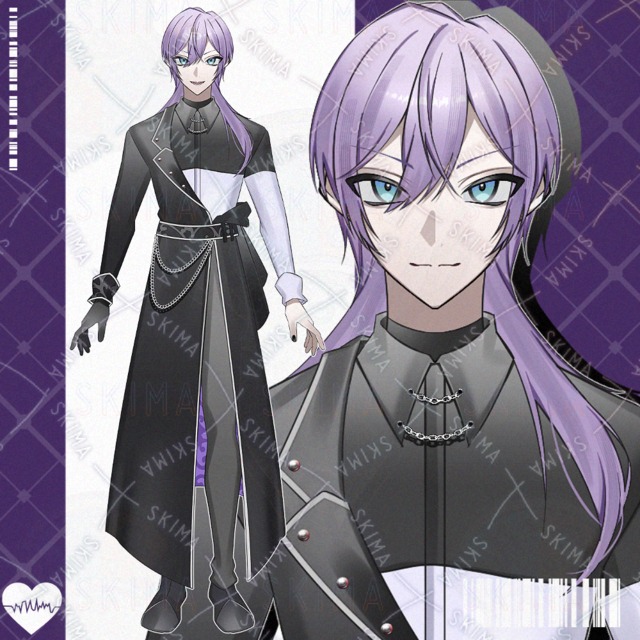 黒紫男性立ち絵【表情10種】