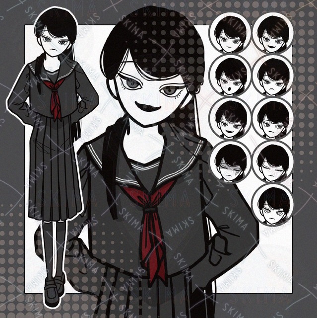 黒セーラーの女学生【表情差分9種類】