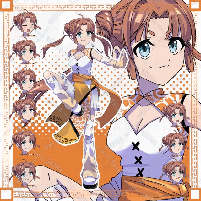 【表情10種】オレンジ格闘娘