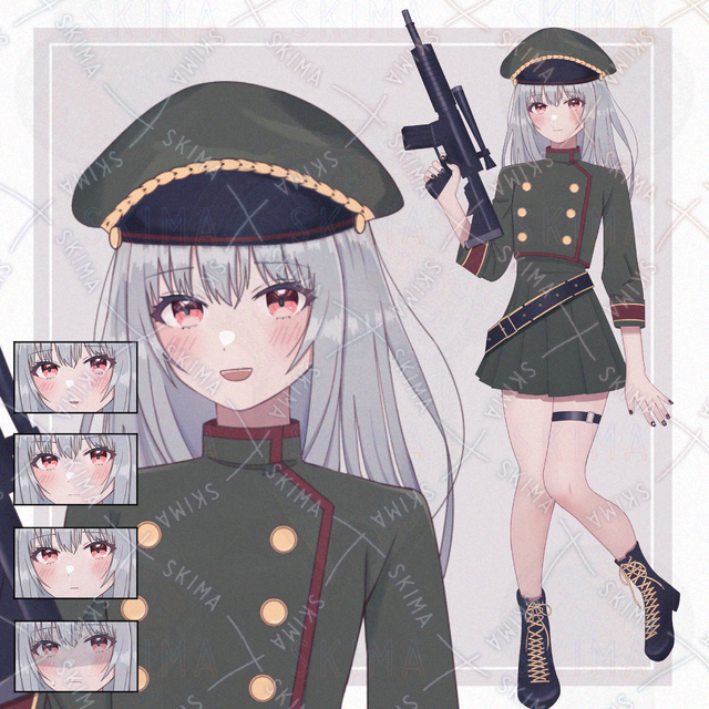軍服姿の女の子【表情6種】