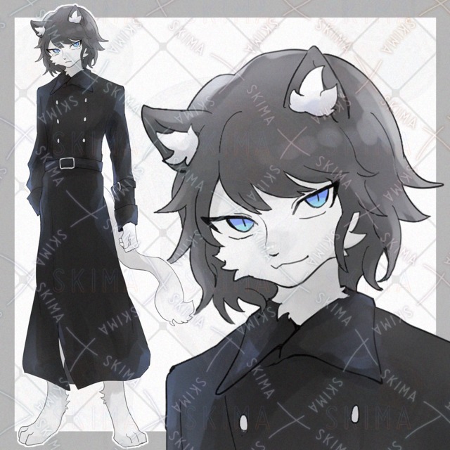 黒コートの獣人【表情8種類】