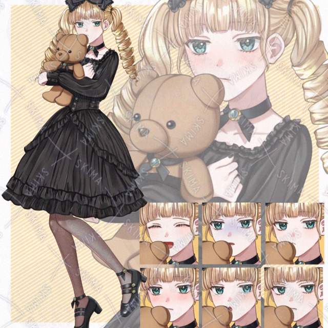 【セール品/表情6種】ぬいぐるみを持った縦ロールの子