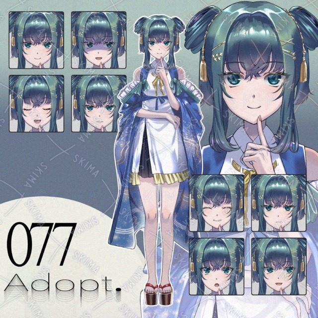 adopt077-和風天の川モチーフの女性キャラ(翡翠と勿忘草)