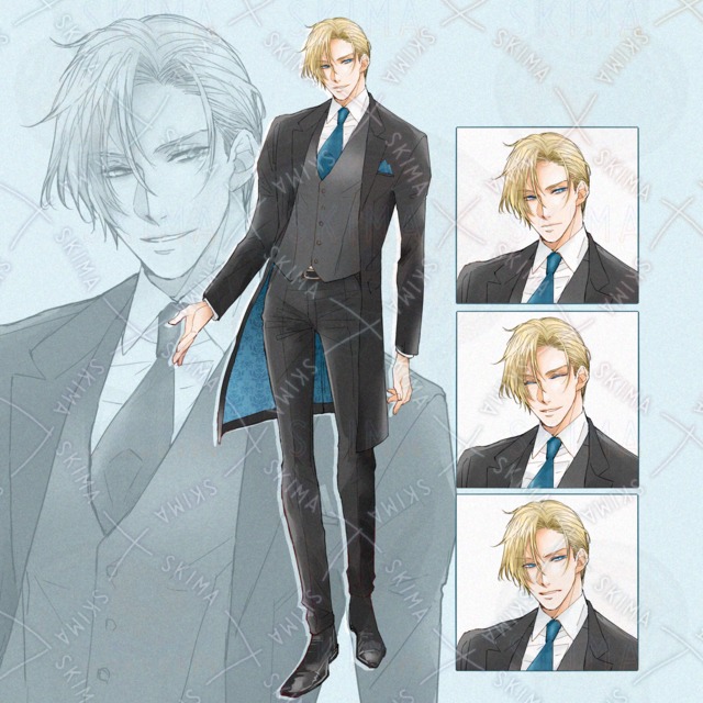 ロングジャケットの金髪男性