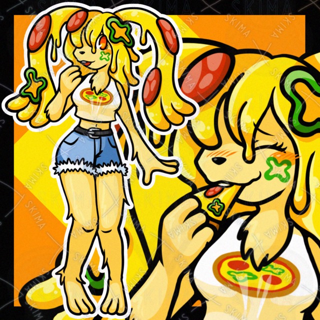 ピザモチーフのウサギ獣人お姉さん 全身立ち絵【差分あり】