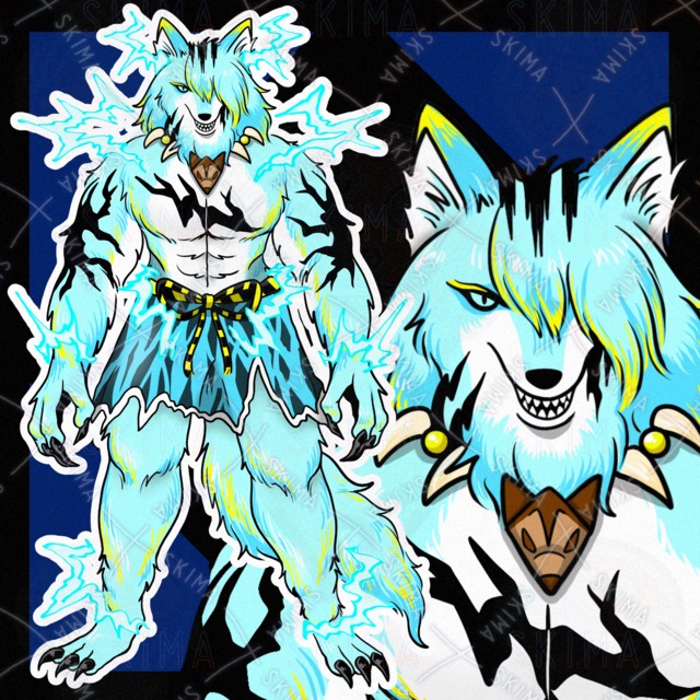 雷を操る狼獣人 全身立ち絵【エフェクトあり】