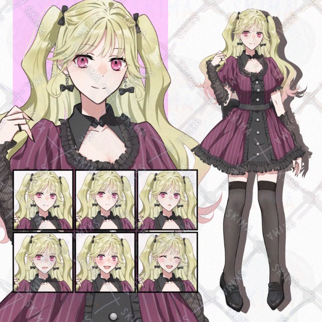ゴスロリ風の女の子立ち絵　表情6種