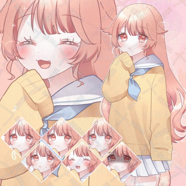 耳髪のセーラーカーディガン女子