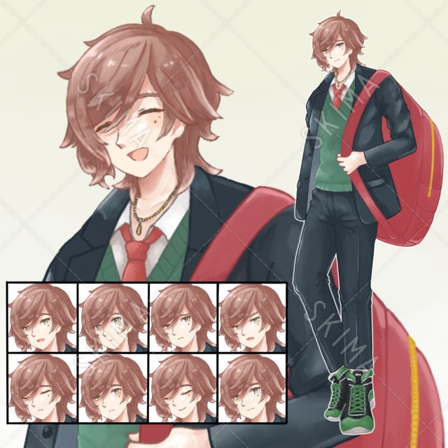 リュックを背負った青年（表情差分10種)