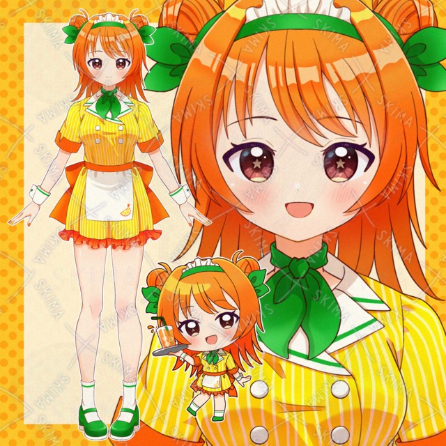 【IRIAM対応/ミニキャラ付き】オレンジダイナーな女の子