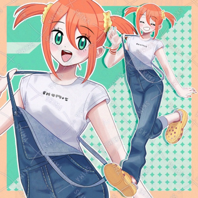 オーバーオールの少女