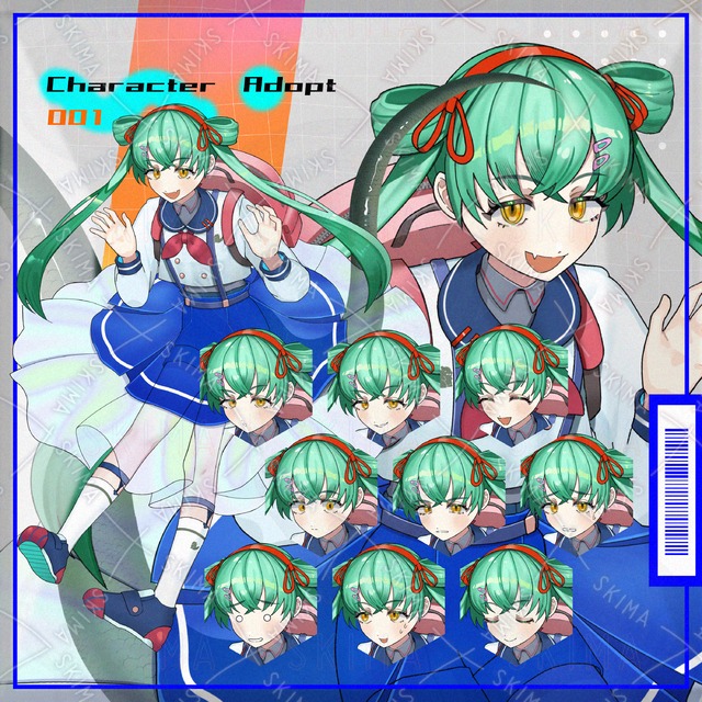 恐竜な女の子（表情差分10種）