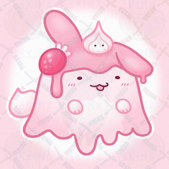 いちごプリン×うさぎモチーフのお化け