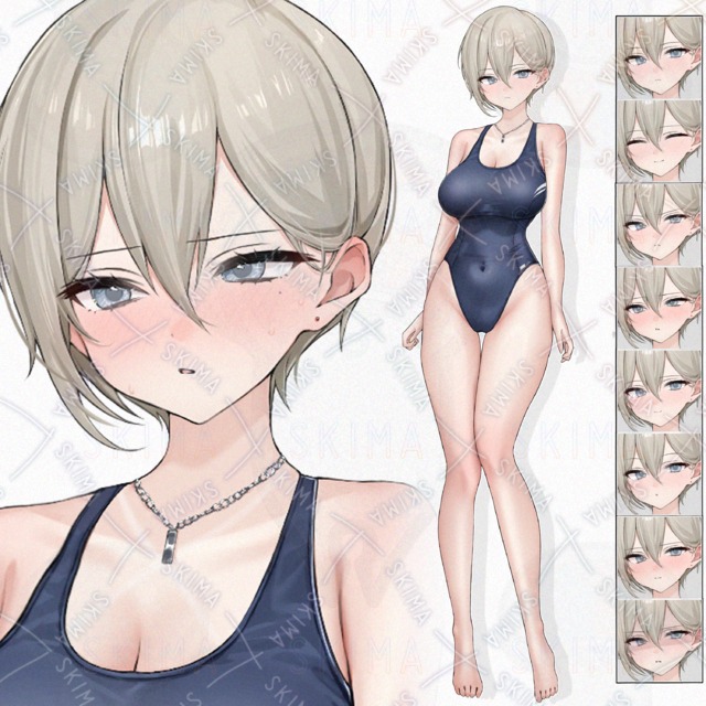 中性的なスク水日焼け少女