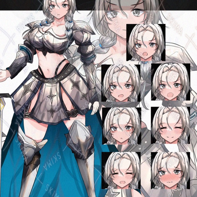 TRPG /ゲーム用　女性騎士　表情差分10枚