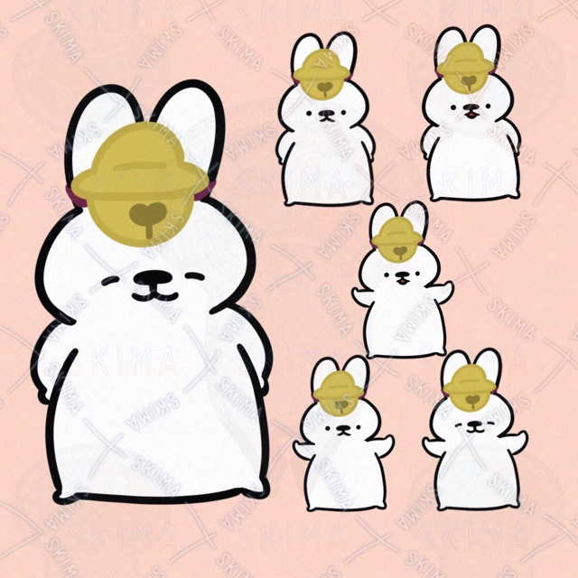 えんぎがよさそうなうさぎ（ポーズ2種類、表情3種類）